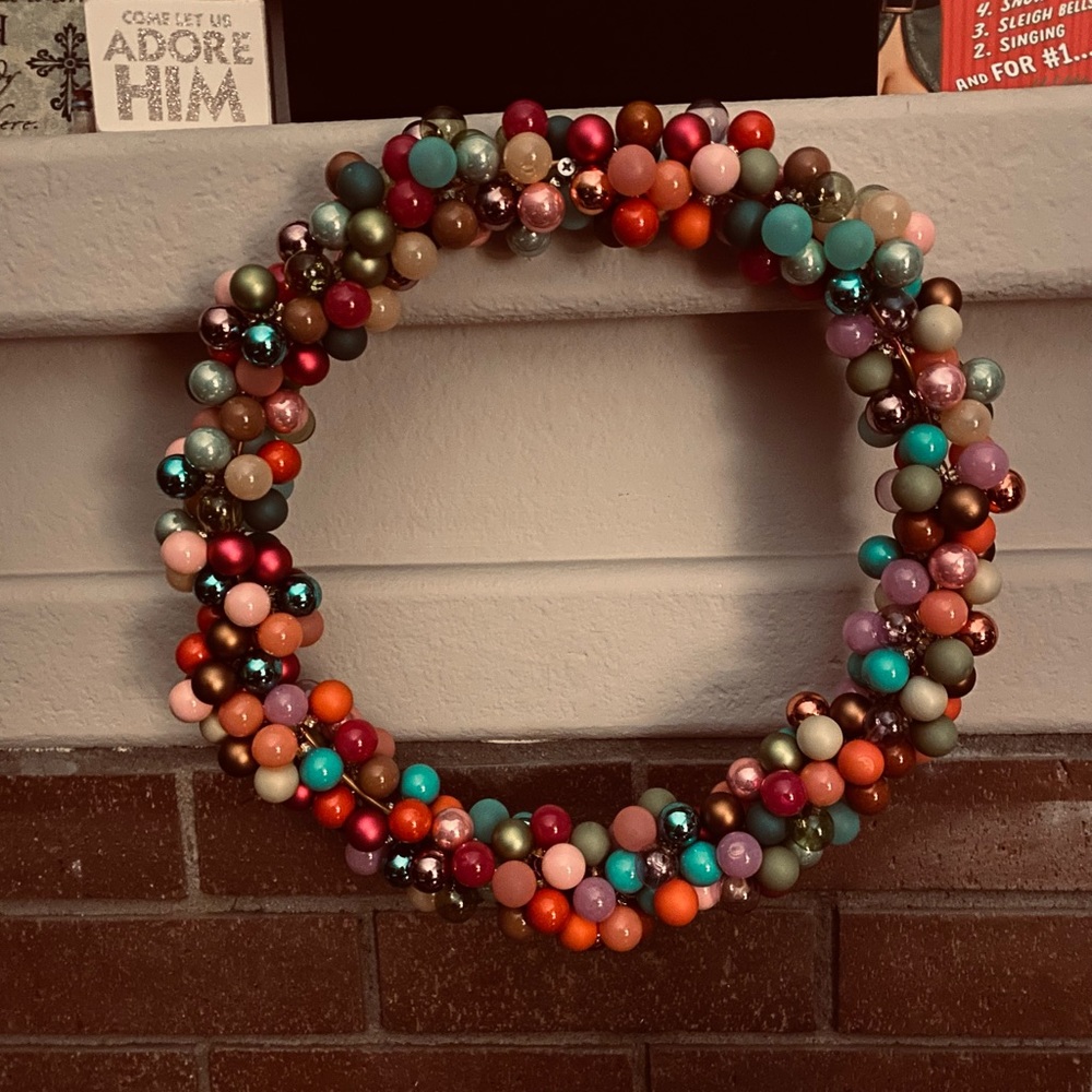 Terrain 18” Magically Colorful Mini Glass Ornaments Wreath New - Picture 3 of 15